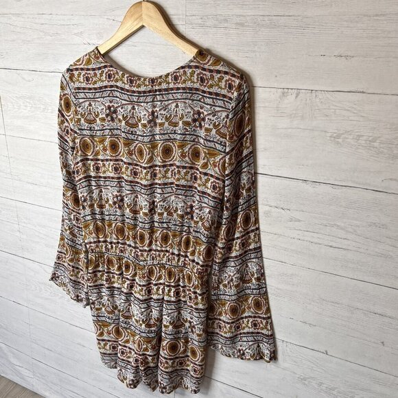 O'Neill Romper Womens Size Small Wrap Boho Floral Earth Tones Drawstring Hippy - Picture 6 of 16